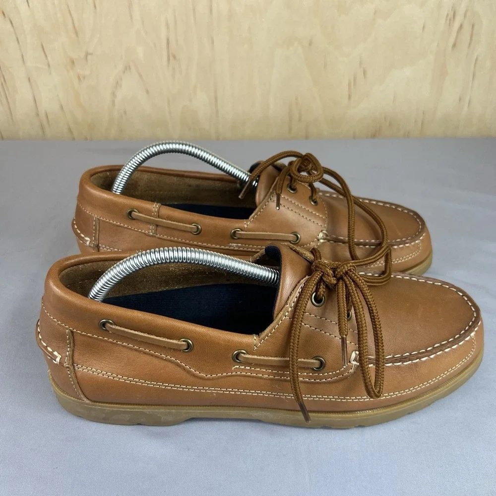 Croft & Barrow Mens Size 9.5D Tan Leather Boat Deck Shoes Baumann Loafers